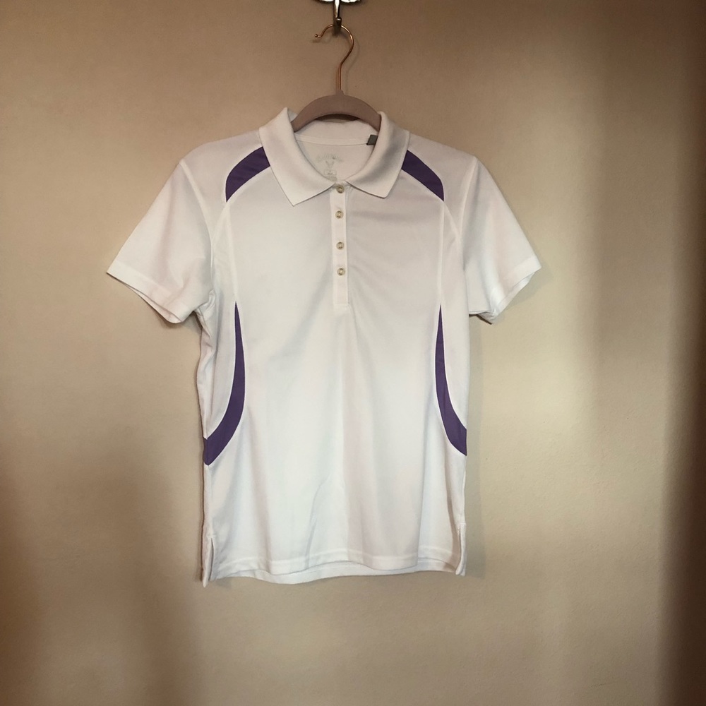 White with purple Callaway Tennis Polo